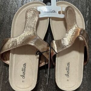 Chatties‎ Sandals Size 13C Girls Metallic Rose Gold Flip Flop